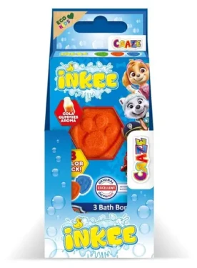 INKEE Šumivá bomba do kúpeľa Paw Patrol / 3x15 g / mandľový olej / mix farieb (944032)