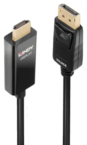 Lindy DisplayPort na HDMI aktívny / Prepojovací kábel / 2 m / 4K 60Hz / HDR (40926)
