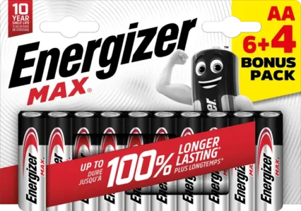 Energizer MAX AA 6+4 zadarmo 1.5V alkalické / 10ks / LR6 (EU015)