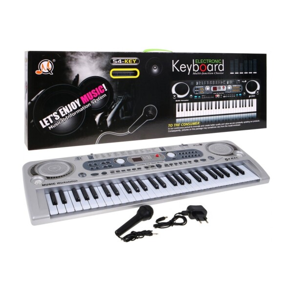 Mamido Mamido Detský keyboard s mikrofónom nahrávaním USB strieborný MQ824USB