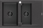MEXEN/S MEXEN/S - Gaspar granitový drez 1.5 s odkvapkávačom 737 x 475 mm, čierny kropenatý, čierny sifón 6507731505-76-B