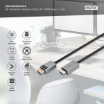 Digitus / DisplayPort pripojovací kábel / DP/M - HDMI-A/M / 4K / 1,8 m (DB-340202-018-S)