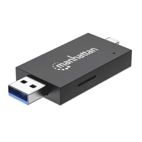 Manhattan čítačka pamäťových kariet microSD, SD a MMC / Čítačka kariet / USB 3.2 Gen 1 Type-A/Type-C / 5 Gbps / čierna (102735)