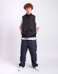 Taion Non Down Military Reversible Boa Hi Neck Vest BLACK×CREAM S