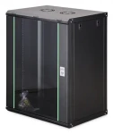 Digitus Dynamic 16HE 600x450mm čierna / Nástenný rozvádzač / 19" / Sklenené dvere / Aktívne chladenie / IP20 (DN-37113)
