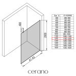 CERANO - Sprchová zástena Walk-in Onyx Top Cube Ľ/P - 8 mm - hranatá vzpera - čierna matná, bronzové sklo - 120x200 CER-689158