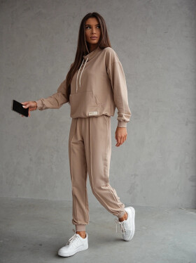 Béžová dámska tepláková súprava - mikina so stojačikom a nohavice (82162) odstíny béžové S (36)