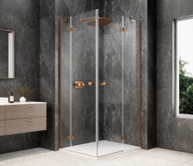 POLYSAN - GLOBE COPPER MATT obdĺžniková sprchová zástena 1000x900, rohový vstup, číre sklo GB5090PG