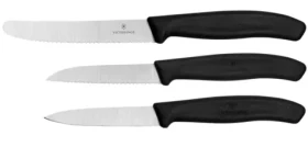 VICTORINOX súprava 3 ks nožov čierna / 1x nôž ostrý (8cm) / 1x nôž zubatý (8 cm) / 1x nôž zubatý (11 cm) (V-6.71 13.3G)