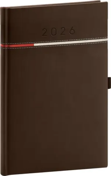 NOTIQUE Týždenný diár Tomy 2026, hnedo-červený, 15 x 21 cm (PGD-TA5TO-6566)