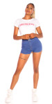 Sexy Highwaist Basic Jeans-Shorts denimblue 38