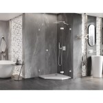 MEXEN/S - Lunar sprchovací kút päťboký krídlový pravá 80 x 80, transparent, biela 831-080P-080L-20-00-P