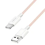 LogiLink USB-A - USB-C ružová / Nylonový kábel / USB 2.0 / 60 W / 1 m (CU0324)