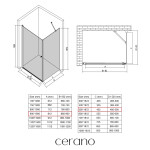 CERANO - Sprchovací kút Antelo L/P - 6 mm - čierna matná, transparentné sklo - 90x50x190 - otočný CER-477254