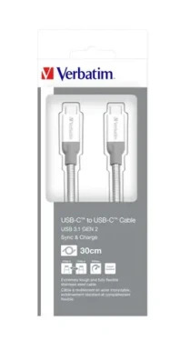 VERBATIM dátový kábel USB-C -gt; USB-C sivá / USB 3.1 Gen 2 / 30 cm (48867)