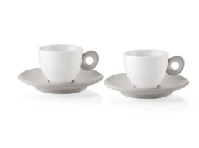 Guzzini Everyday šedá / Sada šálok na espresso / 2 ks / 50 ml / Porcelán, plast (81700158)