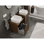 MEXEN/S - Rivel kúpeľňová skrinka pod umývadlo 50 cm s doskou, 1 šuplík, reliéf, orech 91A20-05047-1-BFC86