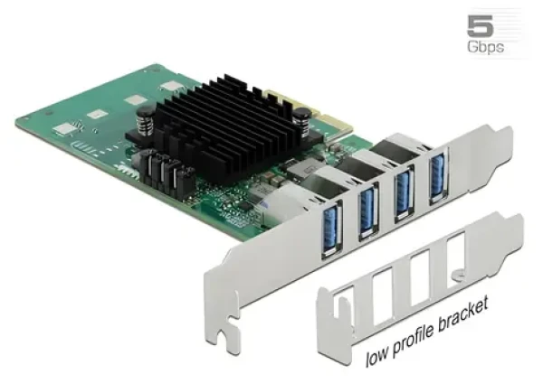 DeLock PCIe x4 / Radič USB / 4X USB 3.0 Typ-A / Nízkoprofilový (89048)
