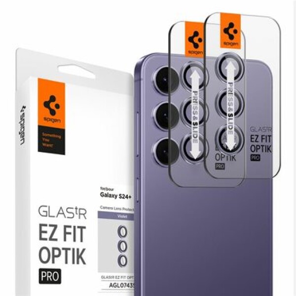 Spigen Glass TR EZ Fit Optik Pre ochranné sklo na fotoaparát pre Samsung Galaxy S24+ 2ks fialová (AGL07435)