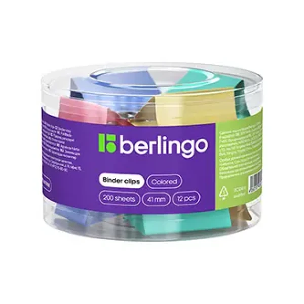 Berlingo klipy na papier 41 mm / Kancelárske klipy / mix farieb / 12 ks (253697)
