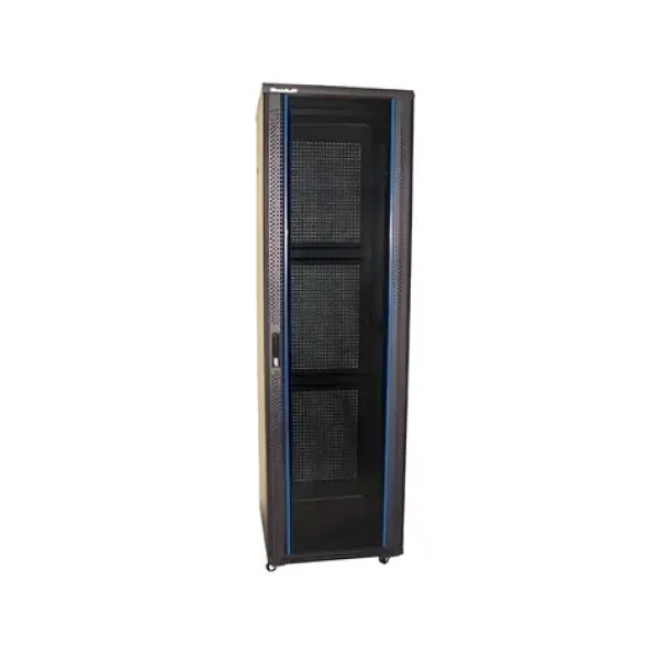 Xtendlan 47U/800x1000 čierny / Stojanový rozvádzač / 19" / sklenené dvere / perforovaný chrbát (TELCO-47U-810-BLACK-P)