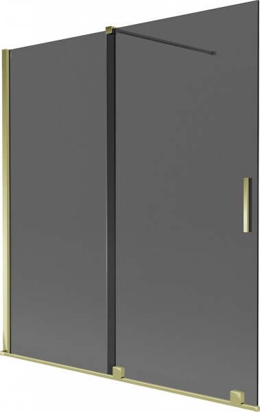 MEXEN/S - Velar dvojkrídlová posuvná vaňová zástena 150 x 150, grafit, zlatá 896-150-000-41-50