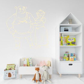 Veselá Stena Samolepka Shrek a Fiona Farba: béžová, Veľkosť: 60 x 63 cm