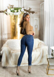 Sexy Highwaist Push-Up Skinny Jeans "Used Look" denimblue 44