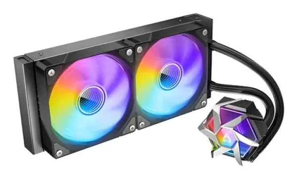 Azza HEX 240 ARGB čierna / Vodné chladenie CPU / 2x 120 mm / 3600-4400 RPM pumpa / AM4, AM5, LGA1700 (LCAZ-240H-ARGB PRO)