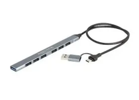 DeLock 7portový slim USB hub / USB hub / USB-C + USB-A / 1× USB 3.2 Gen 1 / 6× USB 2.0 (64273)