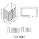 CERANO - Sprchovací kút Santoro - pravá - 6 mm - čierna matná, mliečne sklo - 130x80 - posuvný CER-665782