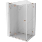 MEXEN/S - Lunar L sprchový kút dvere krídlové ľavá 85 x 90, transparent, meď kartáčovaná 834L-085-090-65-00-L