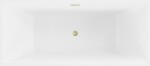 MEXEN/S - Lita voľne stojaca vaňa 170 x 75, biela/čierna, sifón a prepad zlatá kartáčovaná 52121707575-55