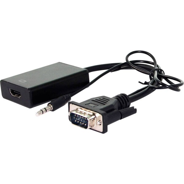 Value VGA / HDMI káblový adaptér Zásuvka HDMI-A, VGA 9pin zásuvka, jack 3,5 mm zásuvka 0.15 m čierna 12.99.3117 VGA kábel; 12.99.3117