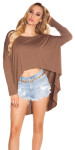 Trendy KouCla HighLow Oversize Crop Shirt Einheitsgroesse