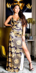 Sexy Maxi Dress With Print blackyellow Einheitsgroesse