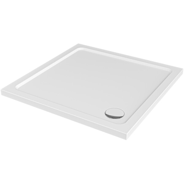 CERANO - Sprchová vanička štvorcová Brio - SMC/minerálny kompozit - štruktúrovaná biela - 80x80x4 CER-679500