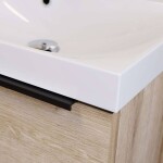 Mereo Mailo, kúpeľňová skrinka s umývadlom z liateho mramoru 121 cm, dub Riviera, čierne madlo CN523MB