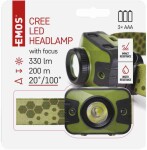 ČELOVKA CREE LED + ČERVENÁ LED S FOCUSOM 3×AAA