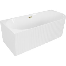 MEXEN/S - Gia voľne stojaca rohová vaňa reliéf ľavá 150 x 75, biela lesk, sifón a prepad zlatá 52701507500L-50