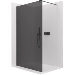 CERANO - Sprchová zástena Walk-in Onyx Round Ľ/P - 8 mm - okrúhla vzpera - čierna matná, grafitové sklo - 80x200 CER-426406
