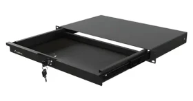 Lanberg Výsuvná rack polica 1U čierna / Rack polica / 19" / Hĺbka 270 mm / Nosnosť 30 kg (AK-2002-B)