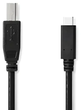Nedis USB-C - USB-B čierna / Kábel USB / USB 2.0 / 480 Mbps / 1 m (CCGL60650BK10)