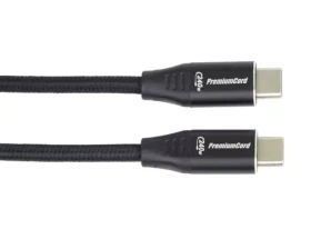 PremiumCord Kábel USB-C M/M 240W čierny / Dátový kábel / 480 Mbps / 2 m / bavlnený oplet (ku31cv2)
