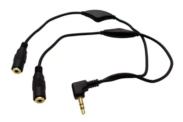 OEM redukcia jack 3,5 mm (M) - 2x jack 3,5 mm (F) / Redukcia / regulácia hlasitosti / kábel 30 cm (11.09.4439)