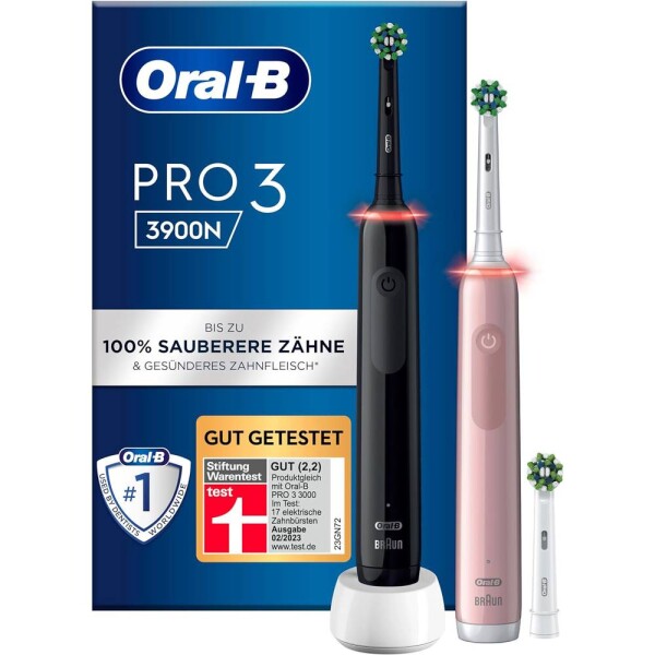 Oral-B Pro 3 3900 Duo ružová / Elektrická zubná kefka / oscilačné / 3 režimy / časovač (Pro 3 3900 Duo Black/Pink)