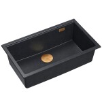 Quadron - Granitový drez Logan 110 Black Metallic Zlaty HQD7644U8_PVDG1_U