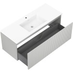 MEXEN/S - Rivel kúpeľňová skrinka 120 cm s umývadlom Otis, 1 šuplík, reliéf, šedá mat/biela mat 91A20-12047-1-BF62-W18M01