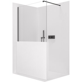 CERANO - Sprchová zástěna Walk-in Onyx Half Cube L/P - 8 mm - hranatá vzpěra - černá matná, transparentní sklo - 100x100 CER-978618