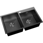 MEXEN - Xorin oceľový drez 2-bowl 780 x 450 mm, čierna HC 6441782000-70HC